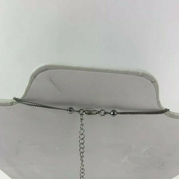 Silver Tone Necklace Faceted Bead Multi Strand - Picture 5 of 6